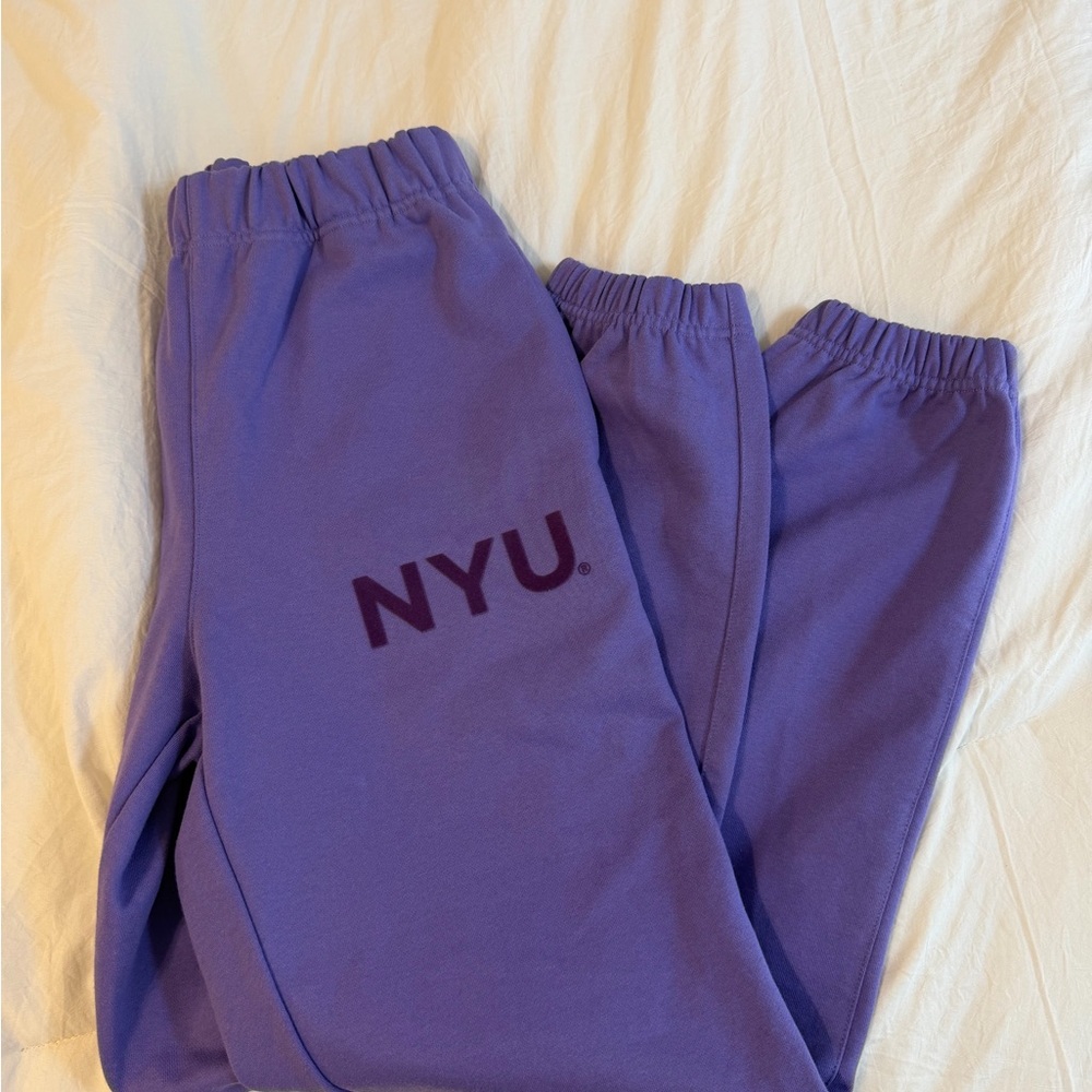 Purple NYU Sweatpants - Cozy Elastic Waist Bottoms